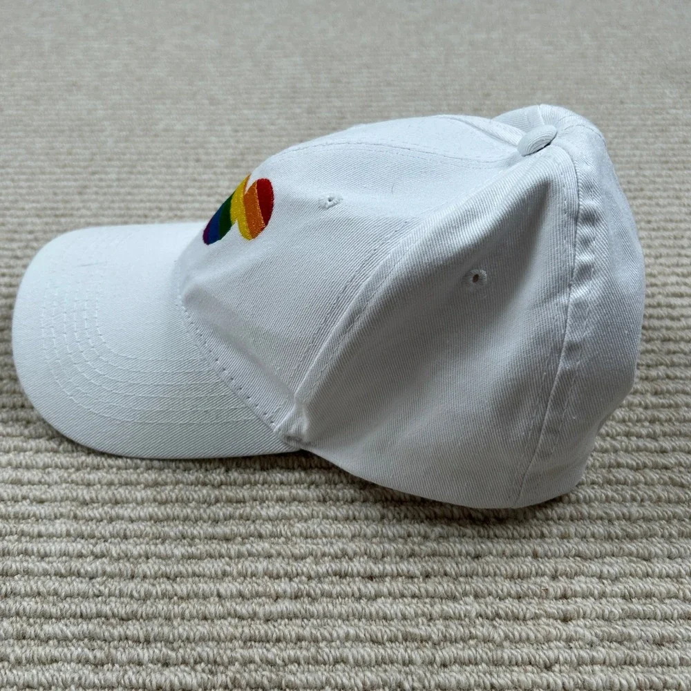 Disney Baseball Cap Snapback White Rainbow Pride Mickey Mouse Hat Unisex OSFM